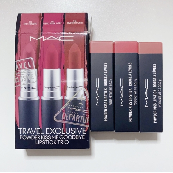 MAC Cosmetics Other - NEW MAC Cosmetics | Travel Exclusive: Powder Kiss Me Goodbye Lipstick Trio